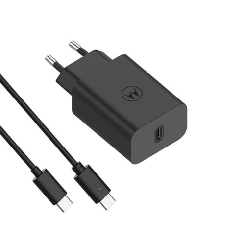 Motorola Ταχυφορτιστής SJMC502 Μαύρος με 2xUSB Τype-C και Τype-A με USB-PD και καλώδιο 1μ. Type-C σε Type-C-50W
