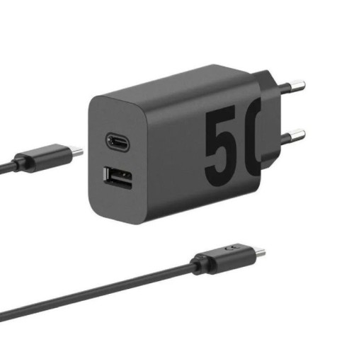 Motorola Ταχυφορτιστής SJMC502 Μαύρος με 2xUSB Τype-C και Τype-A με USB-PD και καλώδιο 1μ. Type-C σε Type-C-50W