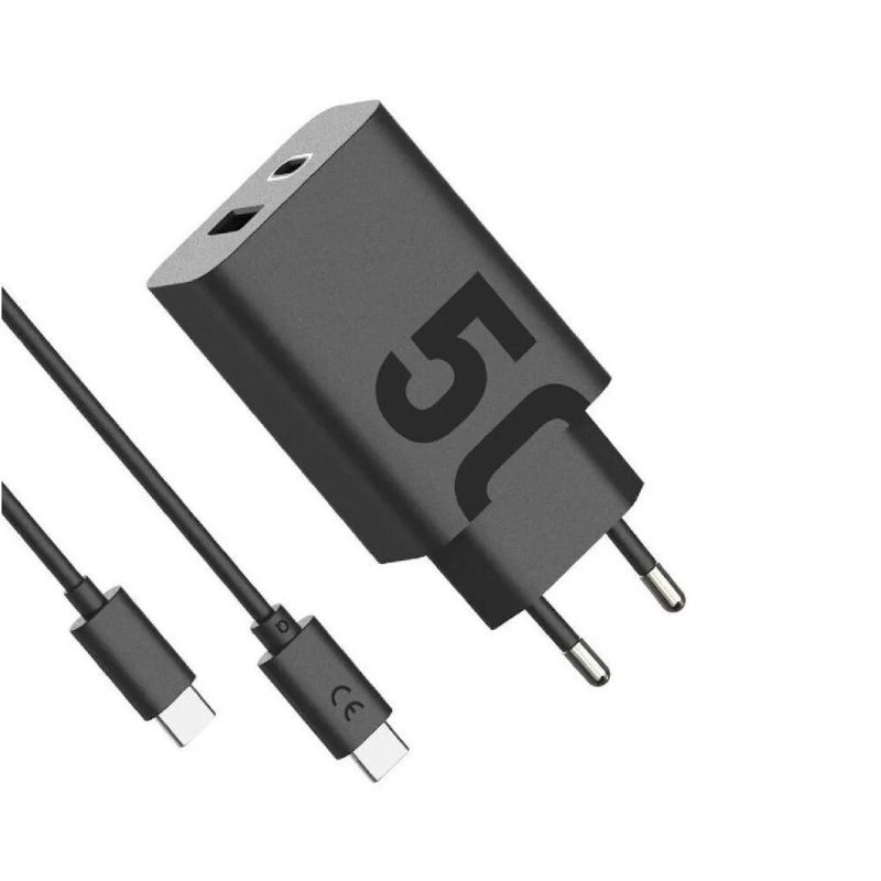 Motorola Ταχυφορτιστής SJMC502 Μαύρος με 2xUSB Τype-C και Τype-A με USB-PD και καλώδιο 1μ. Type-C σε Type-C-50W