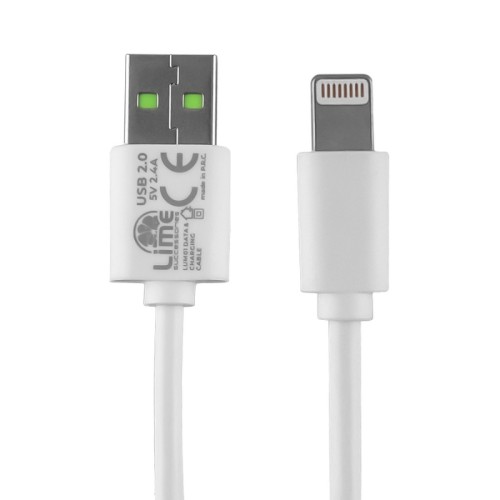 Lime Kαλώδιο USB-A LUL02 Λευκό σε Lightning Long 2.4A, 2m για φόρτιση και δεδομένα-12W