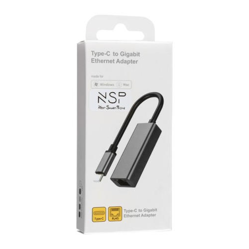 NSP  Αντάπτορας N08 USB Type-C 3.1 αρσενικό σε RJ45 gigabit ethernet θηλυκό - 1000Mbps