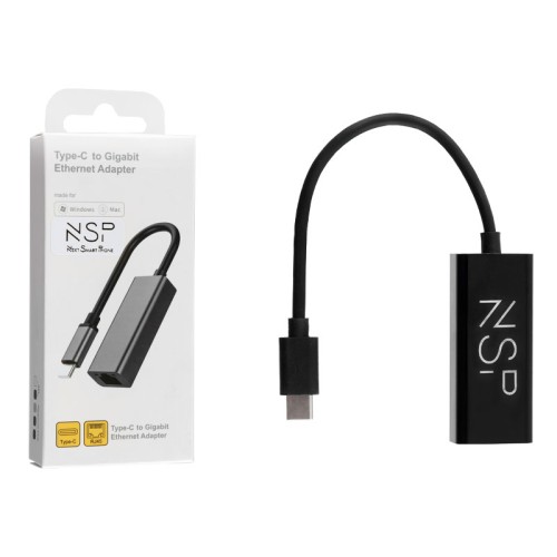 NSP  Αντάπτορας N08 USB Type-C 3.1 αρσενικό σε RJ45 gigabit ethernet θηλυκό - 1000Mbps