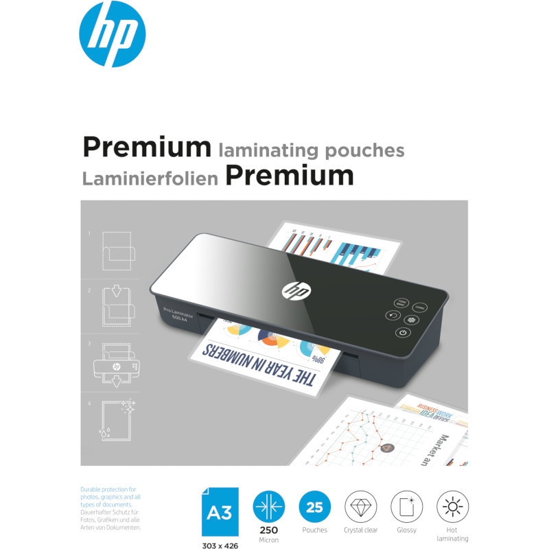 HP Φύλλα πλαστικοποίησης 9128 Premium για Α3 - 250 microns - 25 τμχ