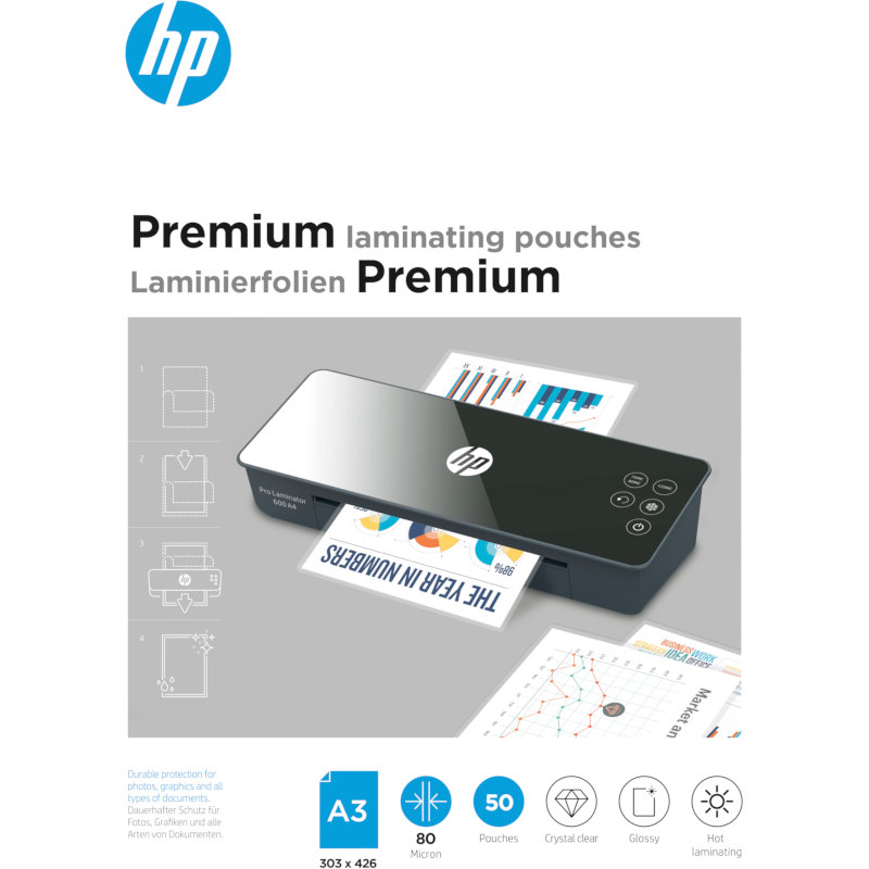 HP Φύλλα πλαστικοποίησης 9126 Premium για Α3 - 80 microns - 50 τμχ