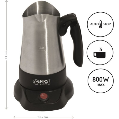 First Austria Ανοξείδωτο ηλεκτρικό μπρίκι FA-5450-3 ελληνικού καφέ με αυτόματο σβήσιμο 350 ml 800 W 360°