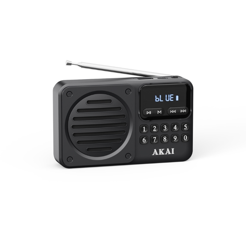 Akai Φορητό ρετρό ραδιόφωνο mini APR-300BK Μαύρο FM/AM, Bluetooth, USB, microSD