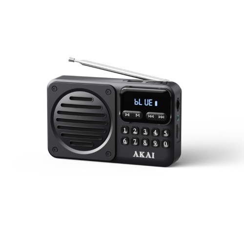 Akai Φορητό ρετρό ραδιόφωνο mini APR-300BK Μαύρο FM/AM, Bluetooth, USB, microSD