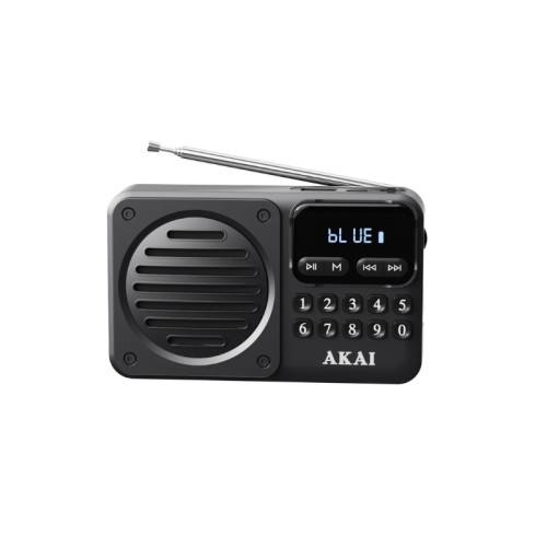 Akai Φορητό ρετρό ραδιόφωνο mini APR-300BK Μαύρο FM/AM, Bluetooth, USB, microSD