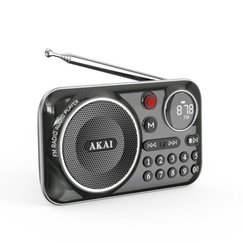 Akai Φορητό ραδιόφωνο APR-500BK Μαύρο με Bluetooth, USB, TF, REC, έξοδο ακουστικών και οθόνη-2.5W