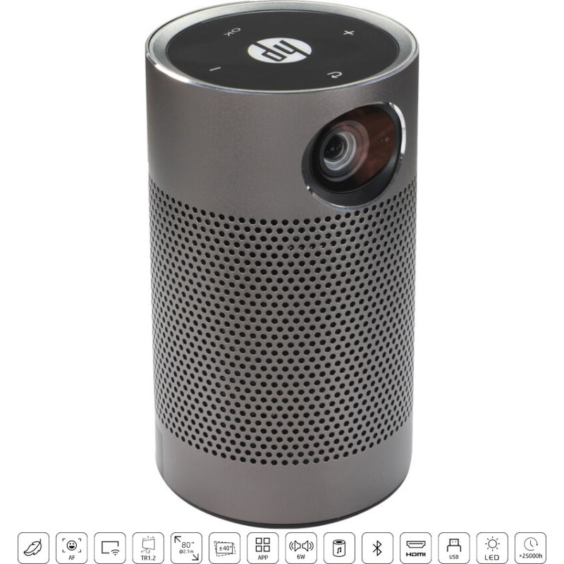  HP MP250/GRS Projector (3A3B6AA) με λάμπα LED, ενσωματωμένα ηχεία, autofocus, WiFi, Bluetooth HDMI, USB και τηλεχειριστήριο - 113049-0039