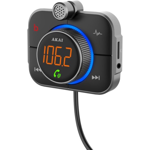  Akai FMT-95BT FM transmitter και φορτιστής με Bluetooth, micro SD, Fast Charge USB & USB Type-C, LED και Hands Free - 110585-0014