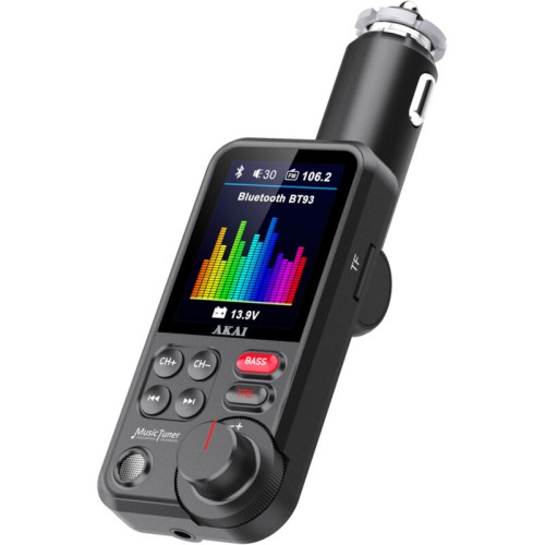  Akai FMT-93BT FM transmitter με Hands Free, QC φορτιστή αυτοκινήτου, Bluetooth, Aux-Out, micro SD, και 2 USB - 110585-0011