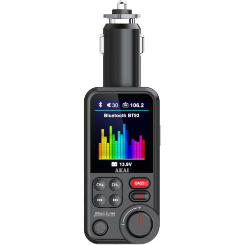  Akai FMT-93BT FM transmitter με Hands Free, QC φορτιστή αυτοκινήτου, Bluetooth, Aux-Out, micro SD, και 2 USB - 110585-0011