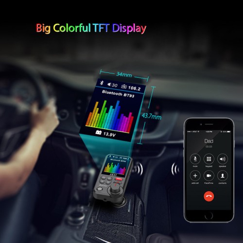  Akai FMT-93BT FM transmitter με Hands Free, QC φορτιστή αυτοκινήτου, Bluetooth, Aux-Out, micro SD, και 2 USB - 110585-0011