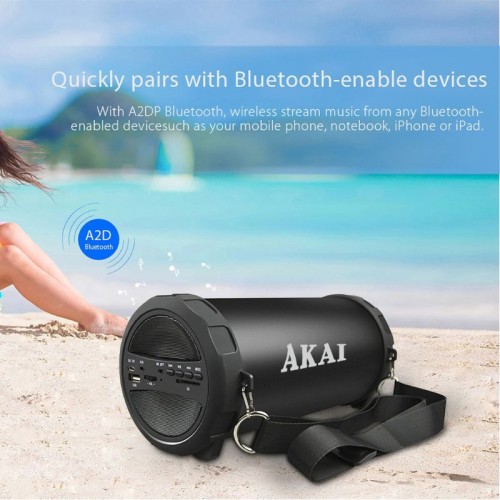  Akai ABTS-11B Φορητό ηχείο Bluetooth με ραδιόφωνο USB, Aux-In και κάρτα SD - 10W - 110582-0011