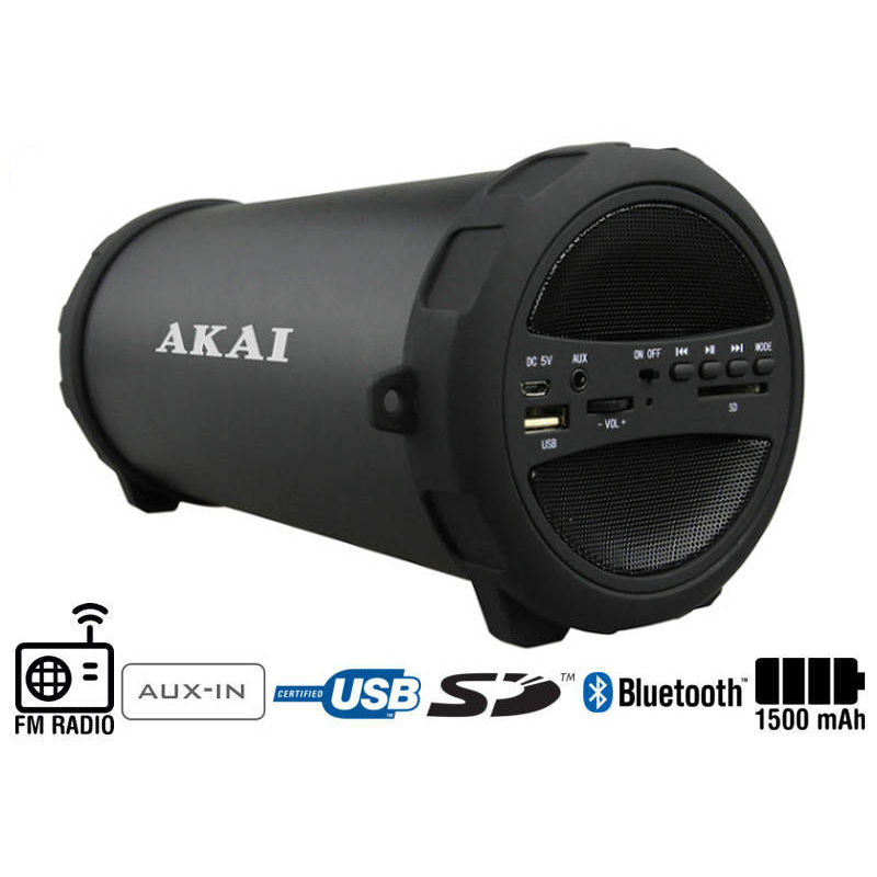  Akai ABTS-11B Φορητό ηχείο Bluetooth με ραδιόφωνο USB, Aux-In και κάρτα SD - 10W - 110582-0011