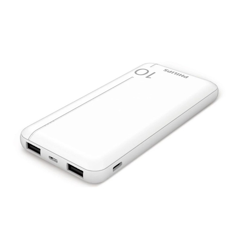 Philips Philips DLP1810CW/GRS Power Bank 10.000 mAh – 2×USB-A & USB-C, Slim, Άσπρο