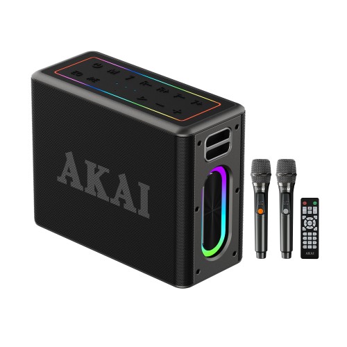 Akai AKAI ABTSW-120 Αδιάβροχο Φορητό Ηχείο Bluetooth με 2 Ασύρματα Μικρόφωνα, TWS, 80W