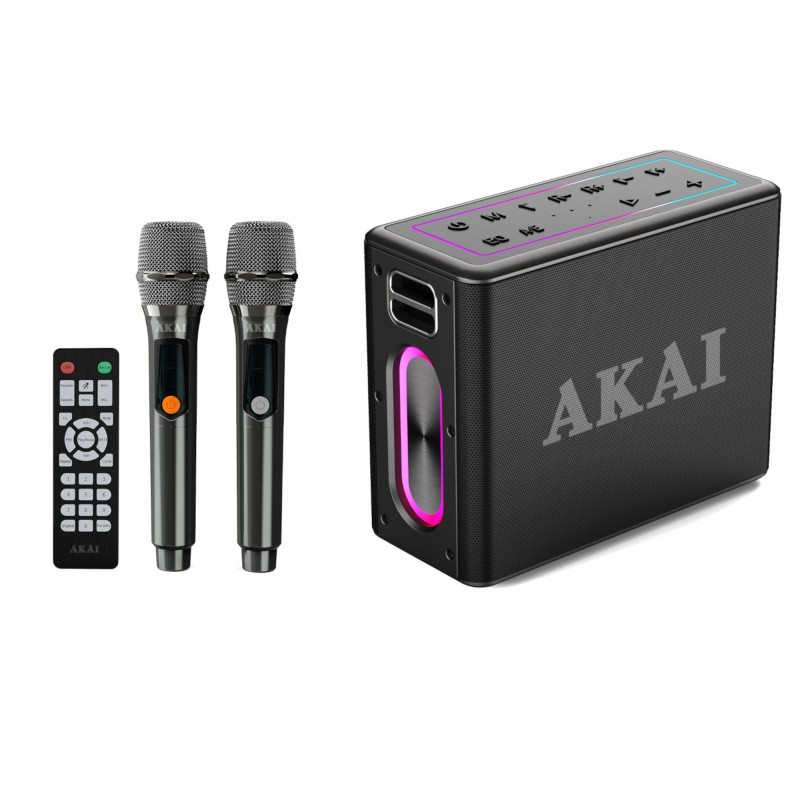Akai AKAI ABTSW-120 Αδιάβροχο Φορητό Ηχείο Bluetooth με 2 Ασύρματα Μικρόφωνα, TWS, 80W