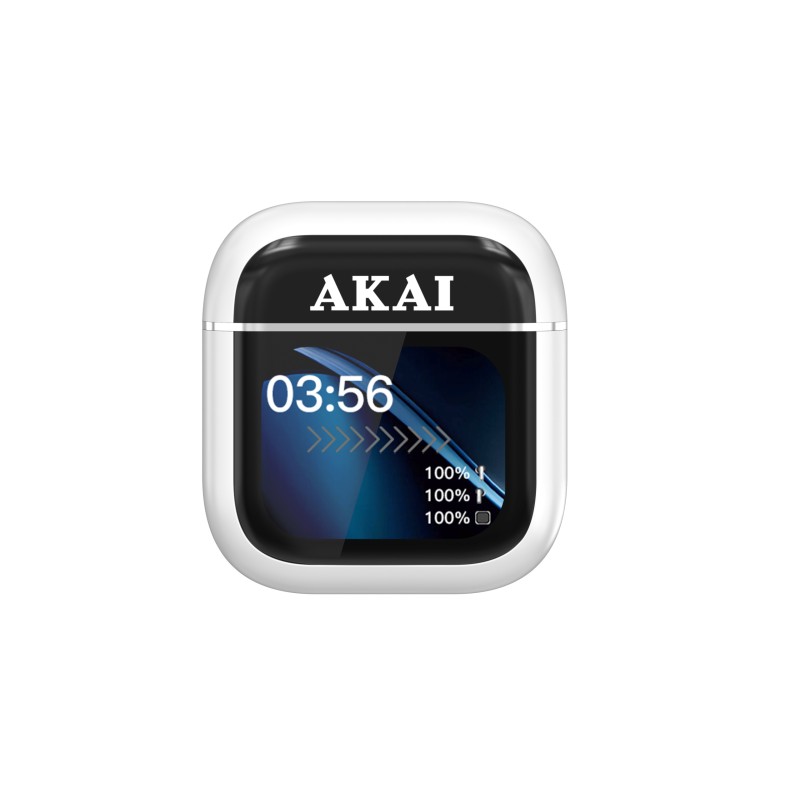 Akai AKAI BTE-J600W AENC Ασύρματα Ακουστικά Bluetooth 6.0 με ANC/ENC, 4 Μικρόφωνα & Θήκη με Οθόνη 2.01″ – έως 60h (Λευκά)