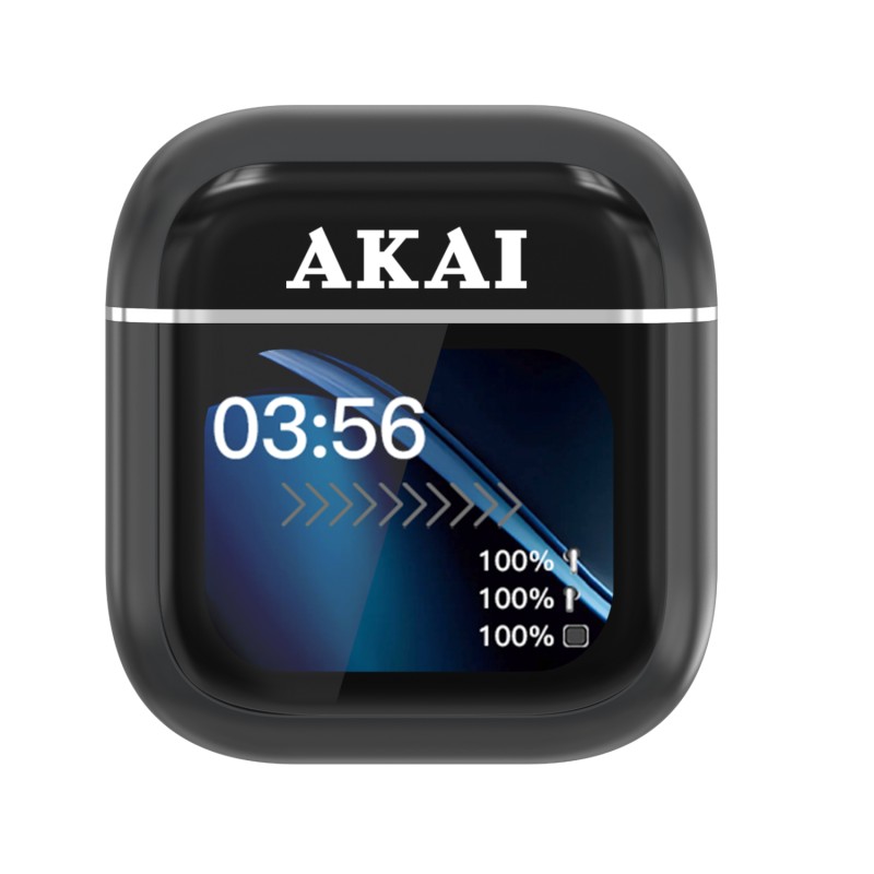 Akai AKAI BTE-J600BK AENC Ασύρματα Ακουστικά Bluetooth 6.0 με ANC/ENC, 4 Μικρόφωνα & Θήκη με Οθόνη 2.01″ – έως 60h (Μαύρα)