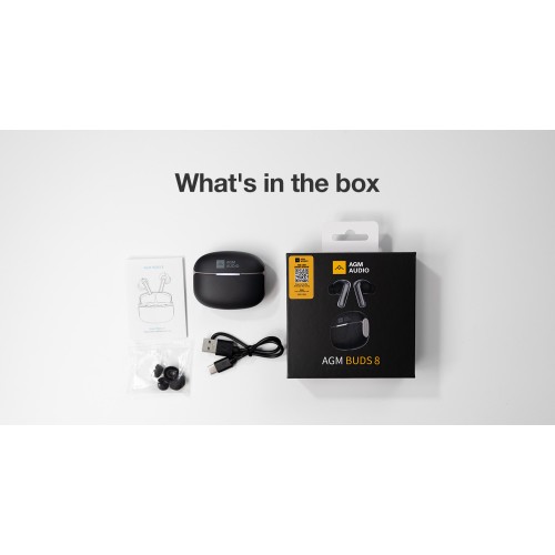 AGM AGM Buds 8 – Ακουστικά Bluetooth 5.4 με 13mm Driver & ANC έως -25dB, IPX4, Μαύρο