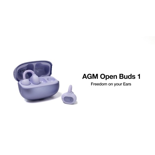 AGM AGM Open Buds 1 – Open-Ear Ακουστικά Bluetooth 5.4 με ANC & LED Display, IPX4, Μωβ