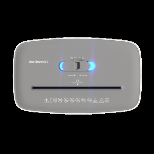 HP HP OneShred 8CC (2826) – Καταστροφέας Εγγράφων P-4 Σταυρωτής Κοπής για 8 Φύλλα με Κάδο 15L (Μαύρος/Ασημί, 200W)