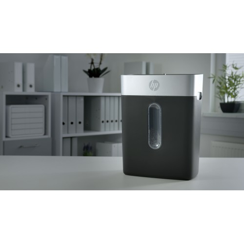 HP HP OneShred 8CC (2826) – Καταστροφέας Εγγράφων P-4 Σταυρωτής Κοπής για 8 Φύλλα με Κάδο 15L (Μαύρος/Ασημί, 200W)