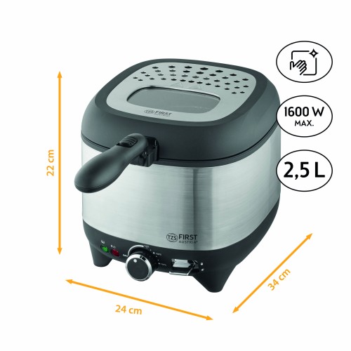First Austria First Austria FA-5058-3 – Φριτέζα 2,5L 1600W με Παράθυρο Ελέγχου & αφαιρούμενο δοχείο λαδιού (Μαύρη)