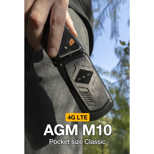 AGM Agm M10 – Ανθεκτικό Flip Κινητό 4G LTE με IP68/IP69K & MIL-STD-810H, SOS & Φακό (Μαύρο)
