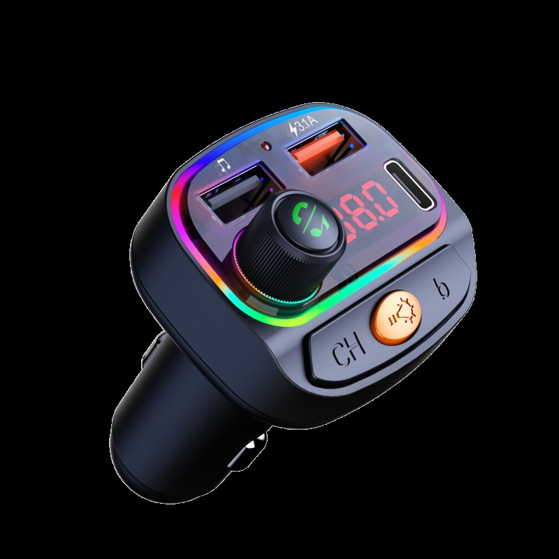Osio Osio OFT-4265BT Bluetooth FM Transmitter Αυτοκινήτου με 2×USB-A + 1×USB-C, Hands-Free & Φωτισμό 7 Χρωμάτων (Black)