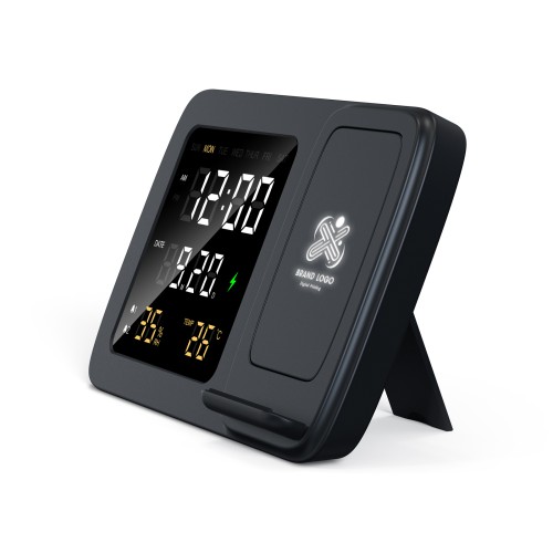 Akai Akai ACRW-3500 – Ασύρματος Φορτιστής Qi έως 15W με Διπλό Ξυπνητήρι, LED Οθόνη & Αισθητήρες Θερμοκρασίας/Υγρασίας