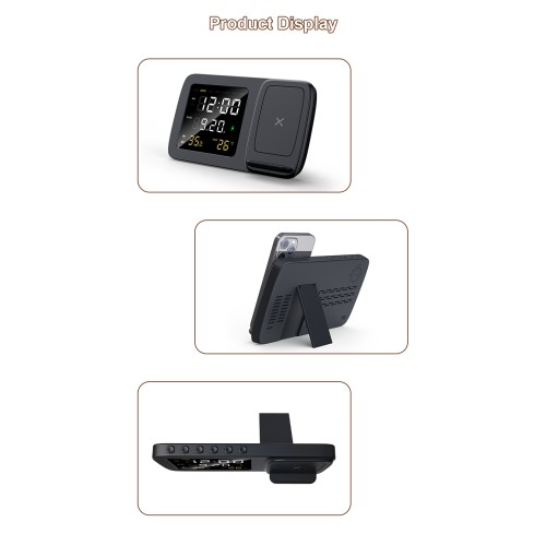 Akai Akai ACRW-3500 – Ασύρματος Φορτιστής Qi έως 15W με Διπλό Ξυπνητήρι, LED Οθόνη & Αισθητήρες Θερμοκρασίας/Υγρασίας