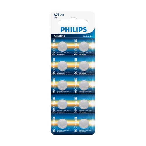 Philips Αλκαλικές Μπαταρίες A76P10B/GRS, A76 (LR44/AG13)  1.5V x10 (Minicells)
