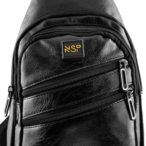 NSP  Nsp N121 Force Δερμάτινο Τσαντάκι Crossbody 5.7L (Μαύρο) (8387821)