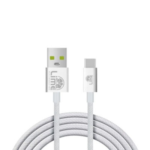 Lime Lime LBUC01 Ανθεκτικό Πλεκτό Καλώδιο USB-C σε USB 120W, 1m Λευκό (8368899)