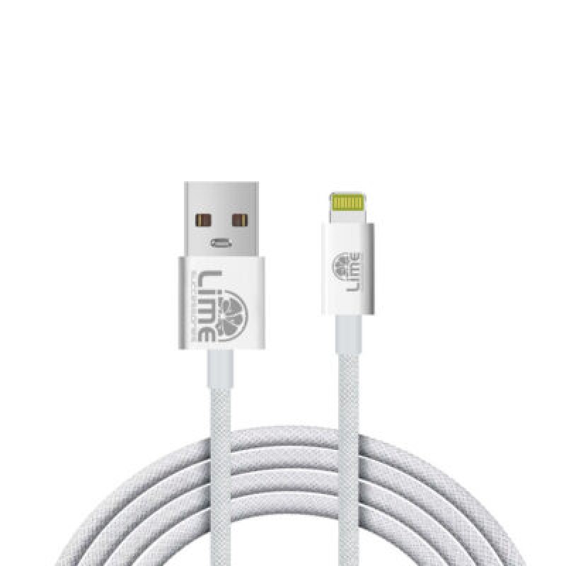 Lime Lime LBUL01 Ανθεκτικό Πλεκτό Καλώδιο Lightning σε USB 15W, 1m Λευκό (8383373)