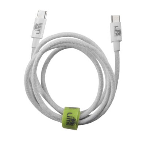 Lime Lime LBCC02 Ανθεκτικό Πλεκτό Καλώδιο USB-C σε USB-C 120W, 1m Λευκό (8386664)