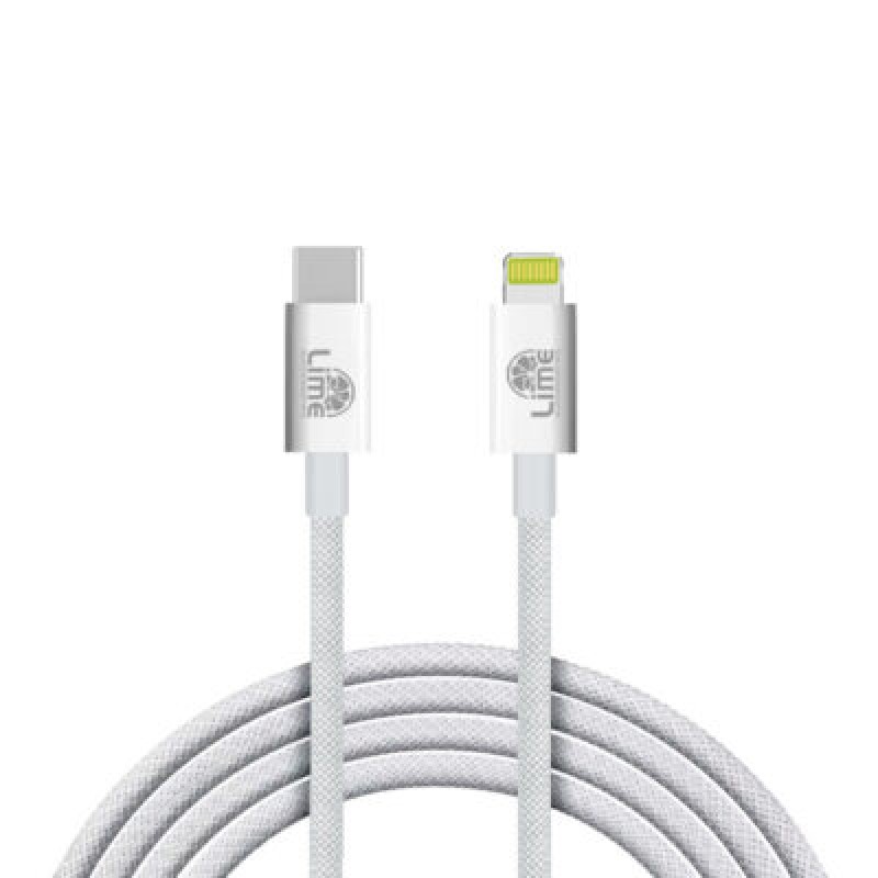 Lime Lime LBCL01 Ανθεκτικό Πλεκτό Καλώδιο Lightning σε USB-C 30W, 1m Λευκό (8368844)