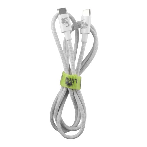 Lime Lime LBCC01 Ανθεκτικό Πλεκτό Καλώδιο USB-C σε USB-C 68W, 1m Λευκό (8386060)