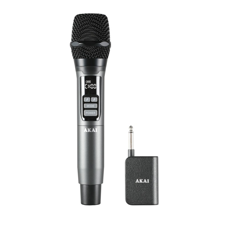 Akai Akai AMW-250BT Ασύρματο Μικρόφωνο Χειρός με Δέκτη, 2.4GHz (Ασημί/Μαύρο)
