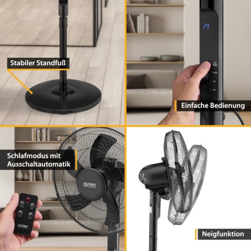 First Austria Ανεμιστήρας Ορθοστάτης FA-5553-4 (199231-0016) 45W με Τηλεχειριστήριο Διαμέτρου 40cm