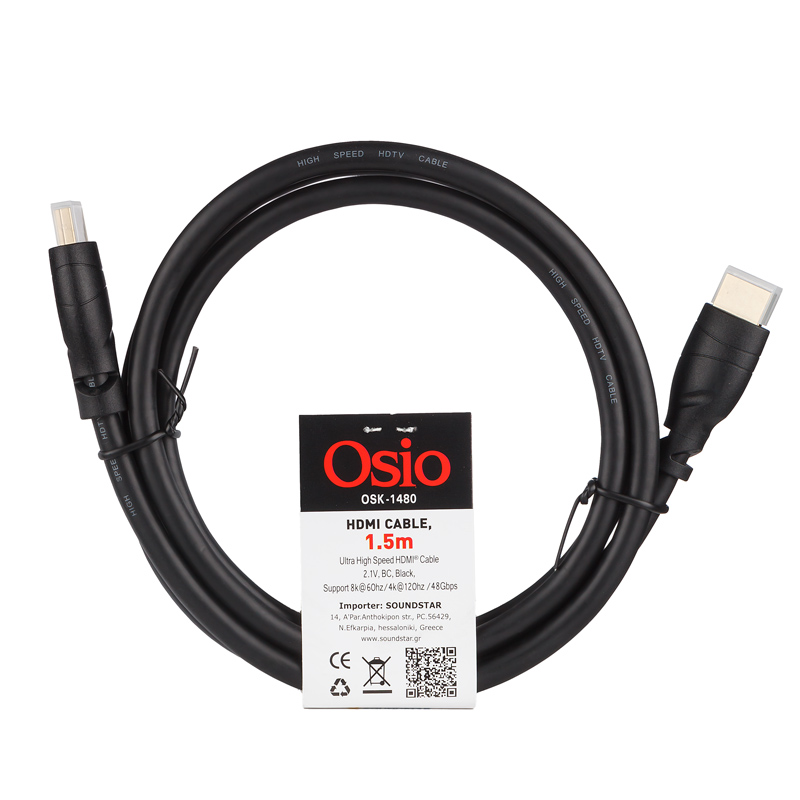 Osio Καλώδιο HDMI OSK-1480 Ultra High Speed 2.1 (1116301-0009)