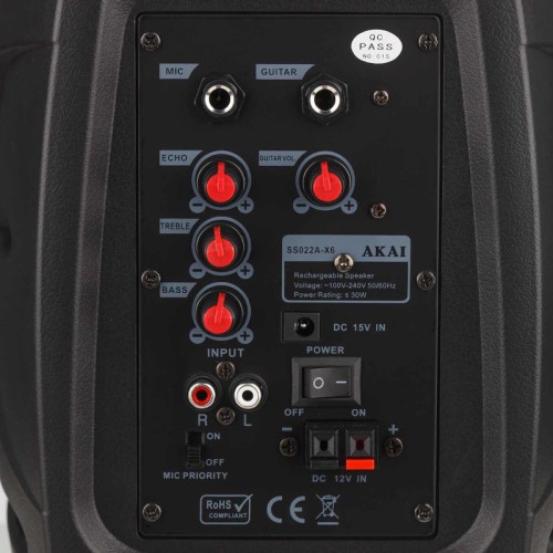 Akai Φορητό Ηχείο SS022A-X6 (14882-0226) με Karaoke και Ασύρματo Μικρόφωνo