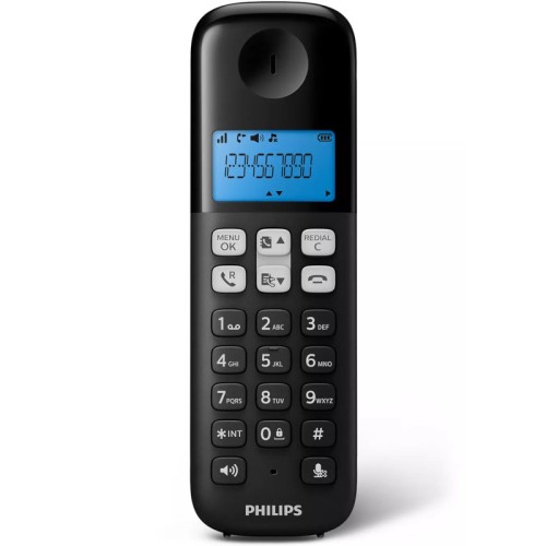 Philips Philips D1611B/GRS Μαύρο (Ελληνικό Μενού) Ασύρματο τηλέφωνο ανοιχτή ακρόαση, φωτιζόμενη οθόνη και 50 μνήμες