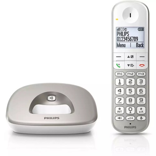 Philips Philips XL4901S/GRS (Ελληνικό Μενού) Ασύρματο τηλέφωνο συμβατό με ακουστικά βαρηκοΐας, με ανοιχτή ακρόαση, φωτ. οθόνη και φραγή κλήσεων