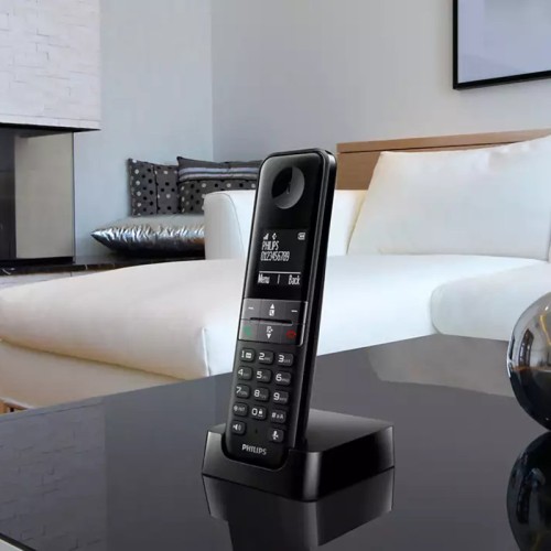 Philips Philips D4701B/GRS Μαύρο (Ελληνικό Μενού) Ασύρματο τηλέφωνο με ανοιχτή ακρόαση, φωτιζόμενη οθόνη & πληκτρ., φραγή κλήσεων και 50 διπλές μνήμες