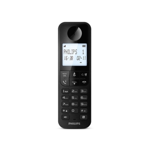 Philips Ασύρματο Τηλέφωνο D2701B/GRS (115087-0025) Μαύρο