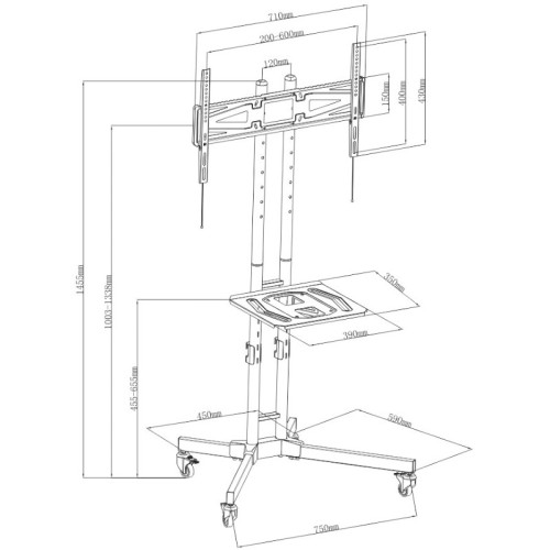 Osio Τροχήλατη Βάση TV Τοίχου OSM-7865 32-65''(185304-7865)